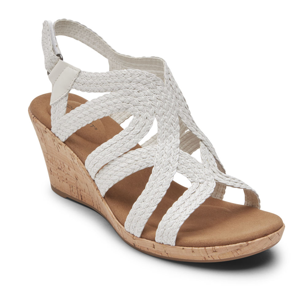 Rockport Womens Sandals White - Briah Braided - UK 437-CODGQF